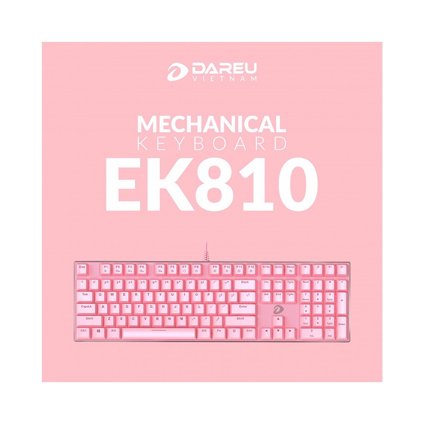 Bàn Phím Cơ Gaming Dareu EK810 Pink - Hàng Chính Hãng