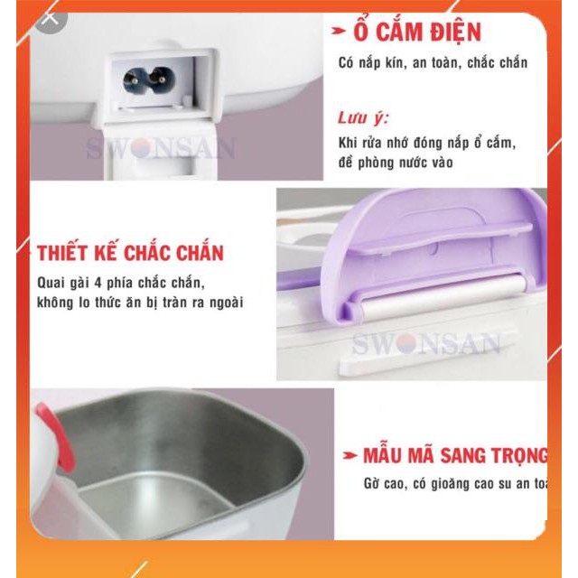 Hộp cơm ❤️FREESHIP❤️hâm nóng ruột inox cắm điện ( inox 304) | BigBuy360 - bigbuy360.vn