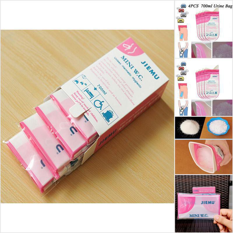 Fantastictrip 4pcs Pink Disposable 700CC Urine Storage Bag Emergency Toilet Travel For Unisex