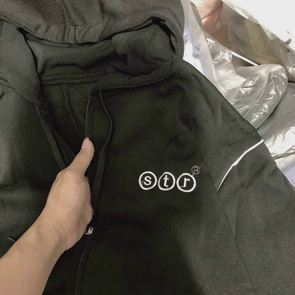 Áo khoác trơn nỉ ngoại dày dặn STR có viền độc đáo, áo khoác nỉ UNISEX form rộng thoải mái xinh xắn.