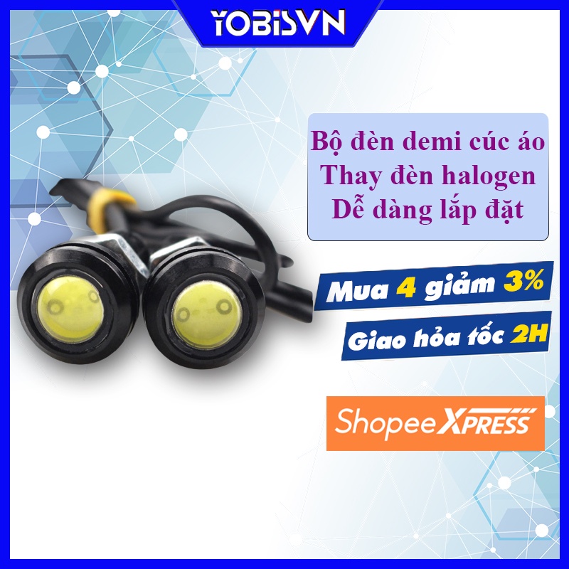 Bộ 2 Mắt Led Xe Máy Demi Cúc Áo Siêu Sáng - Mẫu mới