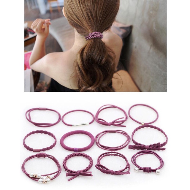 Hộp 12 Dây Buộc Tóc Hàn Quốc Siêu Xinh