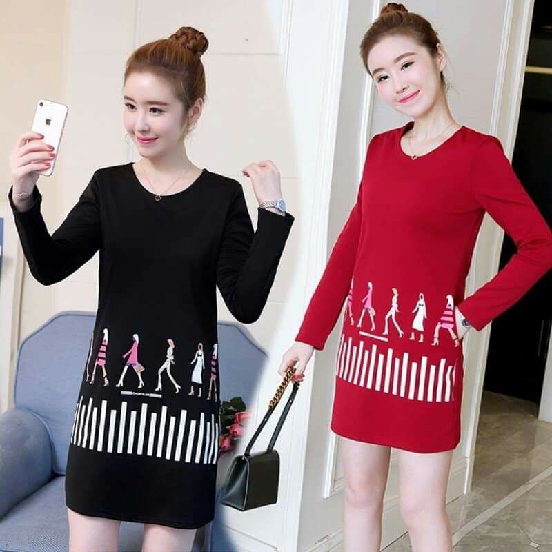 Đầm bầu váy suông tay dài có túi