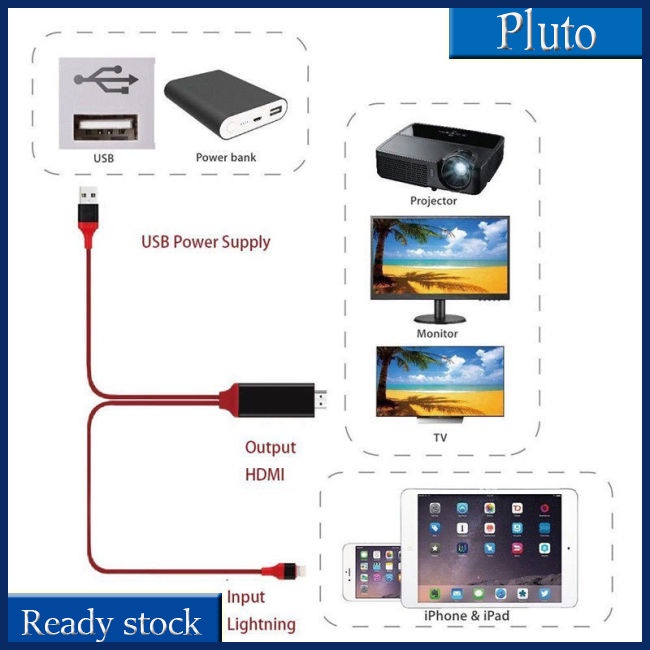 Mới Cáp Chuyển Đổi 1080P 6ft 8 Pin Apple Sang HDMI TV AV TV AV Cho iPhone 6 6S 7 8 Plus X