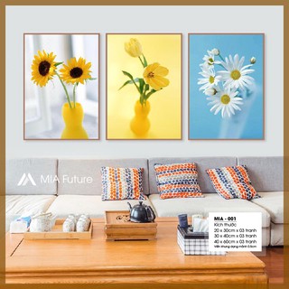 Bộ 03 tranh canvas họa tiết hoa lá đẹp-độc-lạ 40x60cm