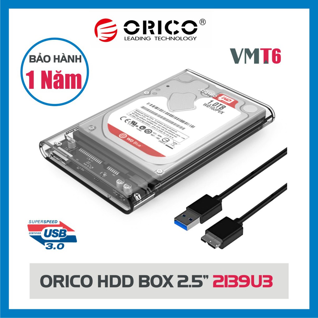 Box ổ cứng ORICO 2.5" (2139U3, 2577U3, 2020U3...) cổng USB 3.0 - Chính hãng bảo hành 12 tháng !