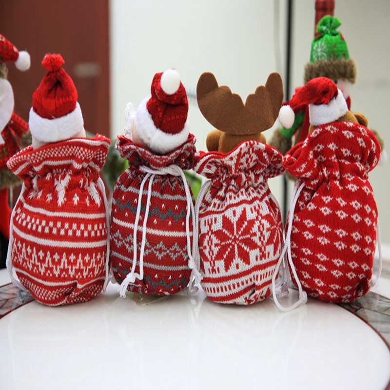 1 túi đựng kẹo Giáng Sinh bằng len cho trẻ em [Xmas Eve Apple Túi quà tặng]