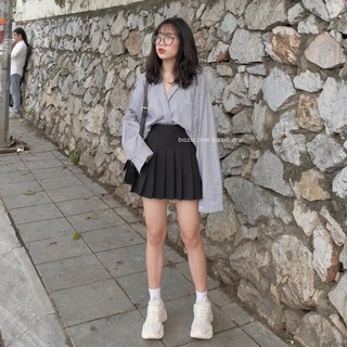 Áo sơ mi oversize đắp chéo 1 cúc