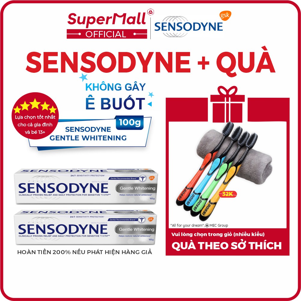 Sensodyne - Kem đánh trắng răng không ê buốt Gentle Whitening 100G - Made in Thailan