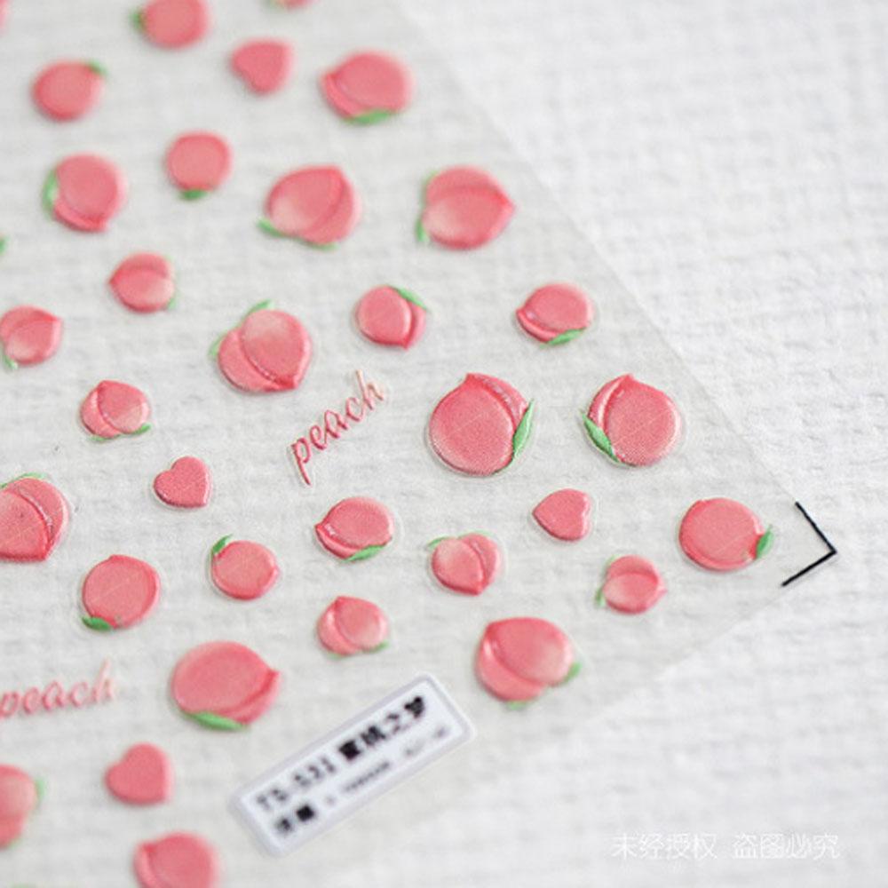 Miếng Dán Trang Trí Móng Tay 3D Hình Quả Đào Dễ Thương