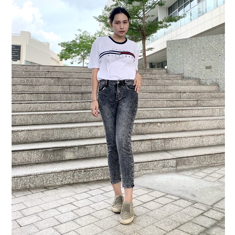 Quần jean nữ dài 85cm lưng cao bigsize kg co giãn G-JEANS, quần bò lửng bigsize nữ dáng skinny ôm chân