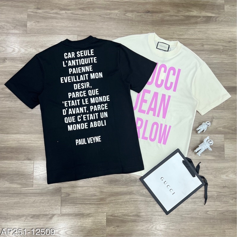 Áo Phông Cổ Tròn In G.C  Jean Harlow 2 Màu Trắng Đen