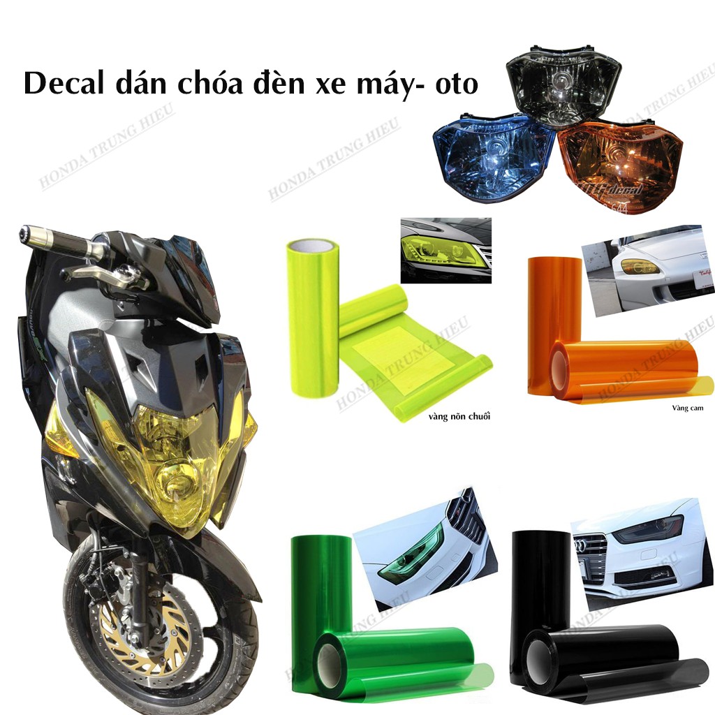 Decal dán chóa đèn pha xe máy oto nhiều màu