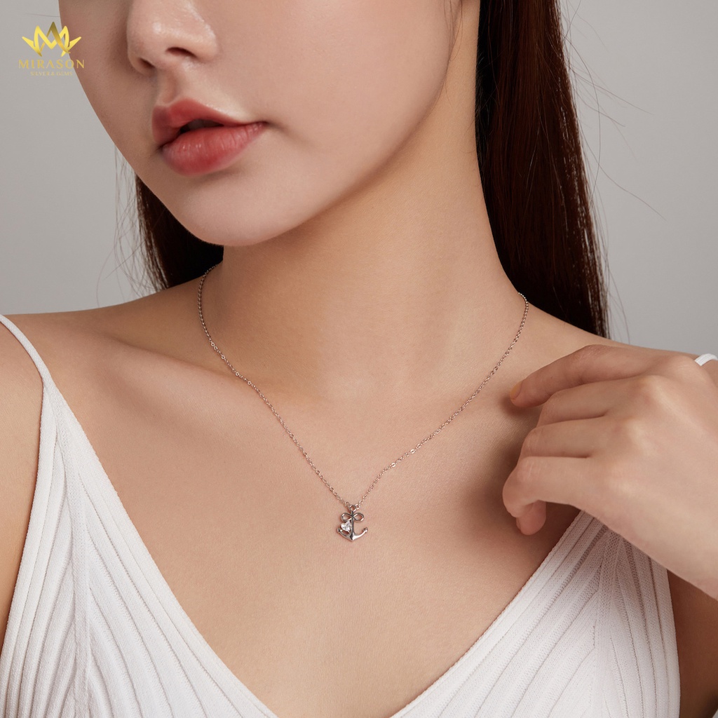 Dây Chuyền Bạc Nữ MIRASON Móc Neo Nạm Đá Sang Trọng Cá Tính MDC084 - Vòng Cổ Nữ Bạc 925 Cao Cấp