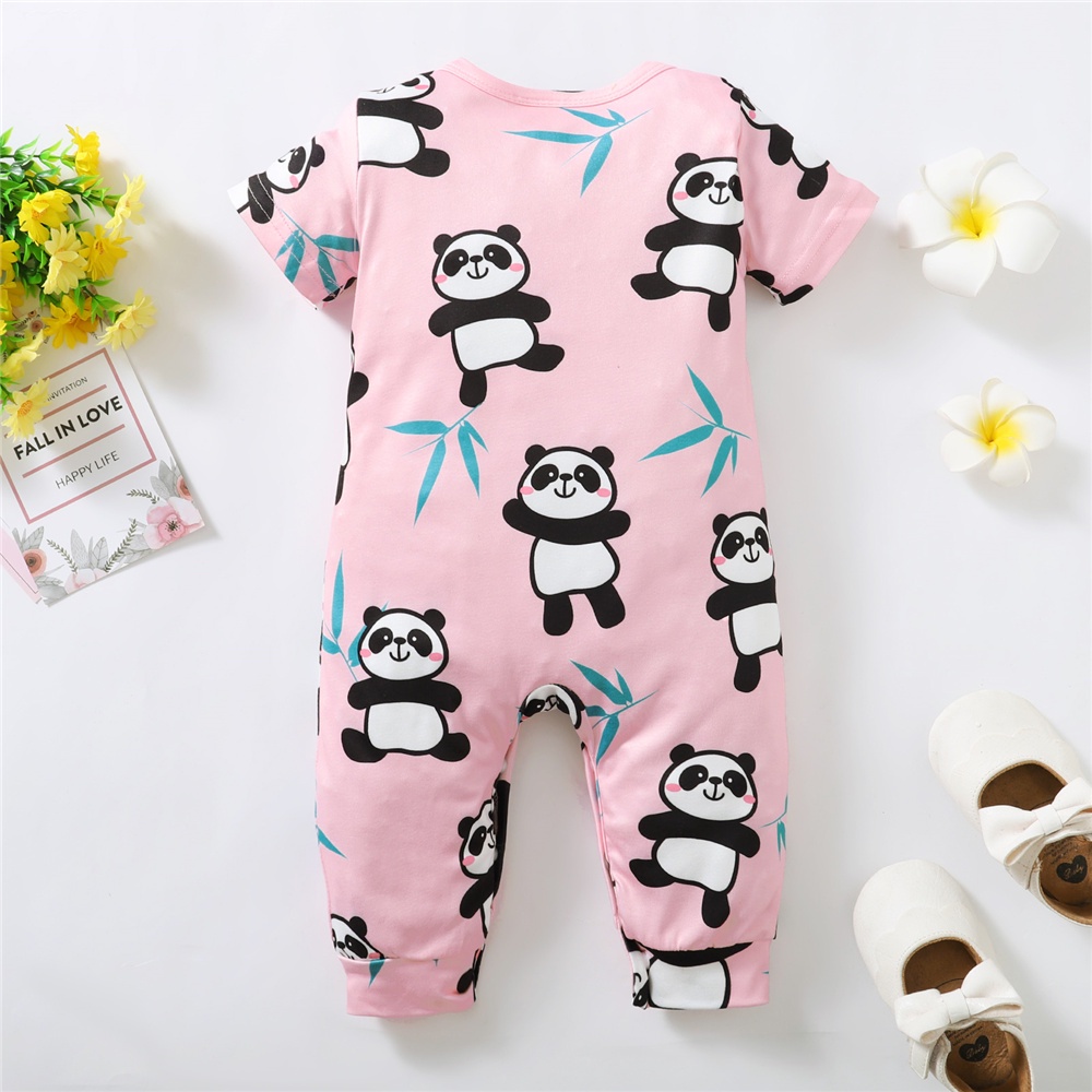 Áo liền quần MIKRDOO tay ngắn in hoạt hình động vật dễ thương cho bé sơ sinh