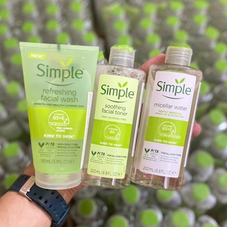 [Chính hãng] Combo Làm Sạch Simple Tẩy Trang + Sửa Rửa Mặt + Nước Hoa Hồng