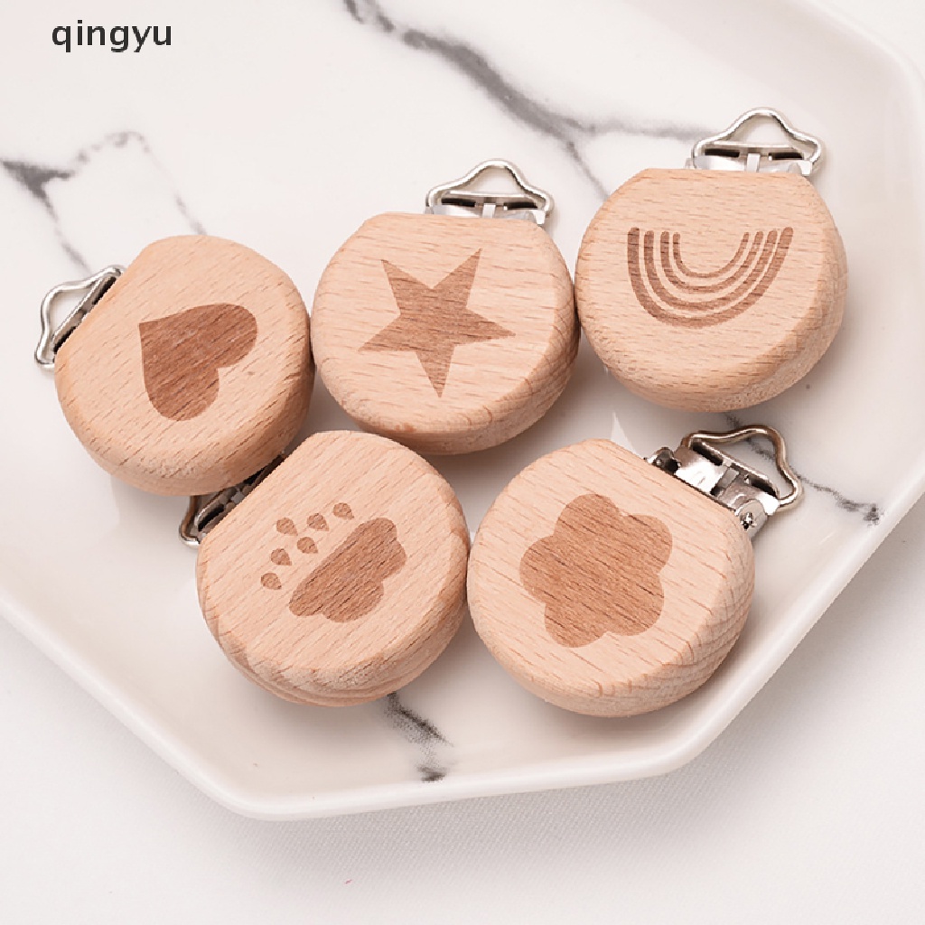 1 Dây Kẹp Núm Vú Giả Bằng Gỗ Sồi Cho Bé Sơ Sinh