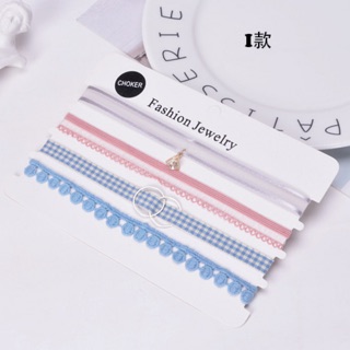 💙Set 4 dây choker xanh hồng tím siêu xinh