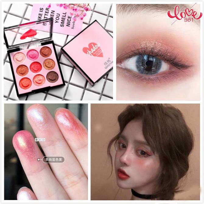 (hàng Mới Về) Bảng Phấn Mắt Chín Màu Lấp Lánh Trang Điểm Nổi Bật