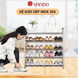 Kệ để giày dép inox 304 cao cấp VANDO Giá để giày 3 4 5 6 tầng siêu chắc chắn bảo hành 2 năm