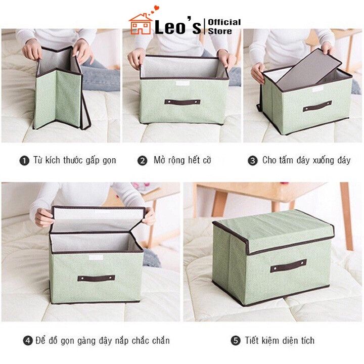 Hộp đựng quần áo thùng vải đựng đồ có nắp đa năng để đồ cá nhân gấp gọn tiện lợi