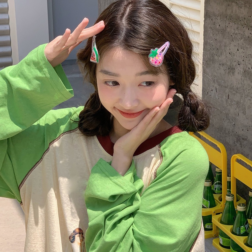 Kẹp Tóc Trong Suốt Họa Tiết Trái Cây Đáng Yêu