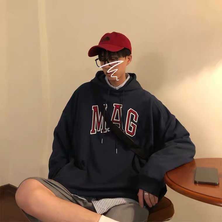 Áo hoodie dáng rộng in chữ phong cách đường phố Hàn Quốc thời trang mùa đông cho nam size M-5XL