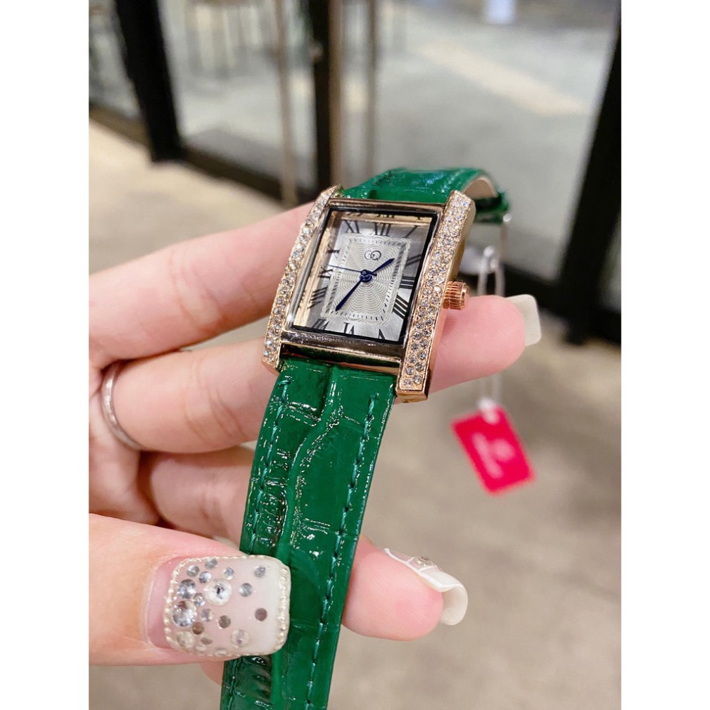 Đồng hồ nữ thời trang GQ dây da mặt vuông viền đính đá sang trọng quí phái - Tặng kèm hộp và Pin - KÉT Shop | BigBuy360 - bigbuy360.vn