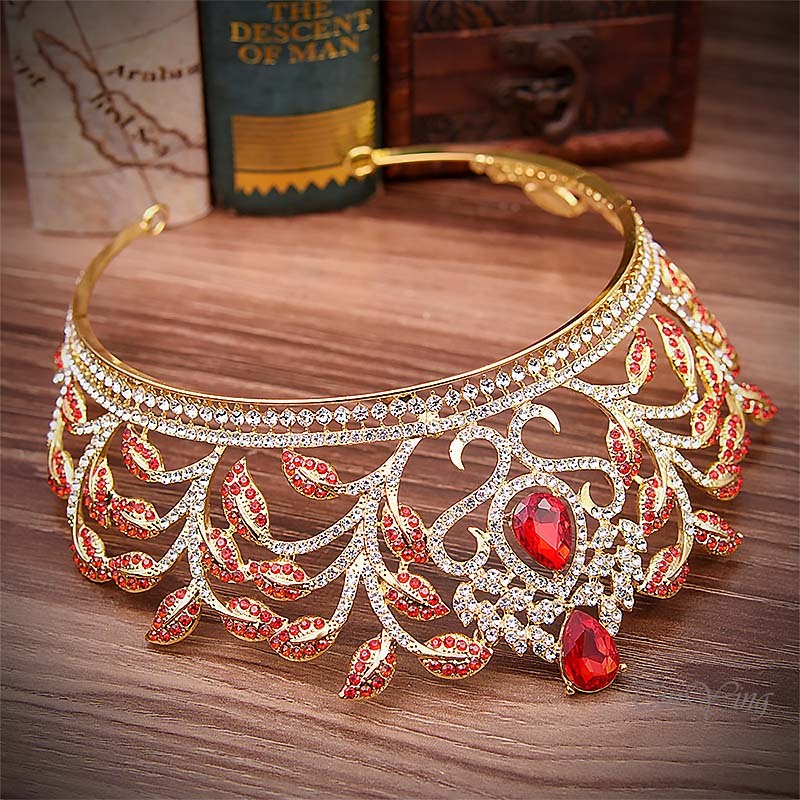 GETNOIVAS Cài Tóc Hình Vương Miện Lớn Đính Đá Cho Cô Dâu