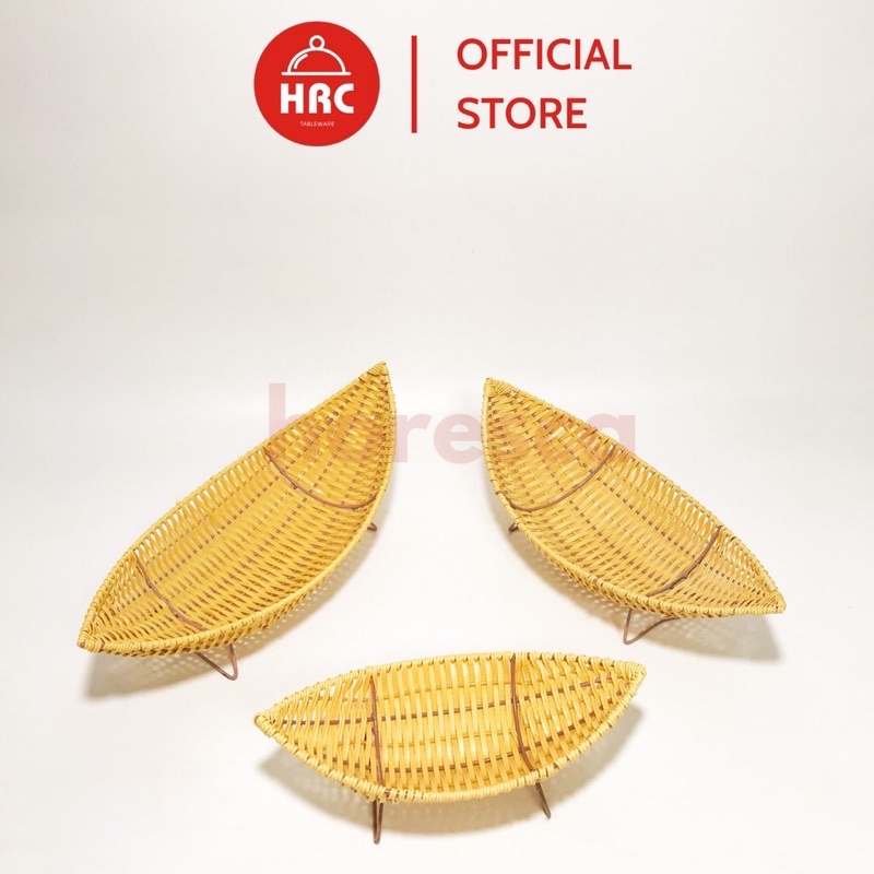 Khay giả mây hình thuyền, đĩa đựng trái cây, cắm hoa quả, trang trí đa năng