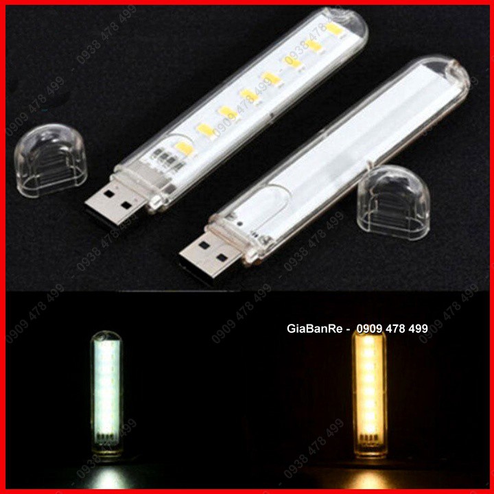 COMBO 2 ĐÈN LED USB SIÊU SÁNG 8 BÓNG - TRẮNG hoặc VÀNG - 5058.1