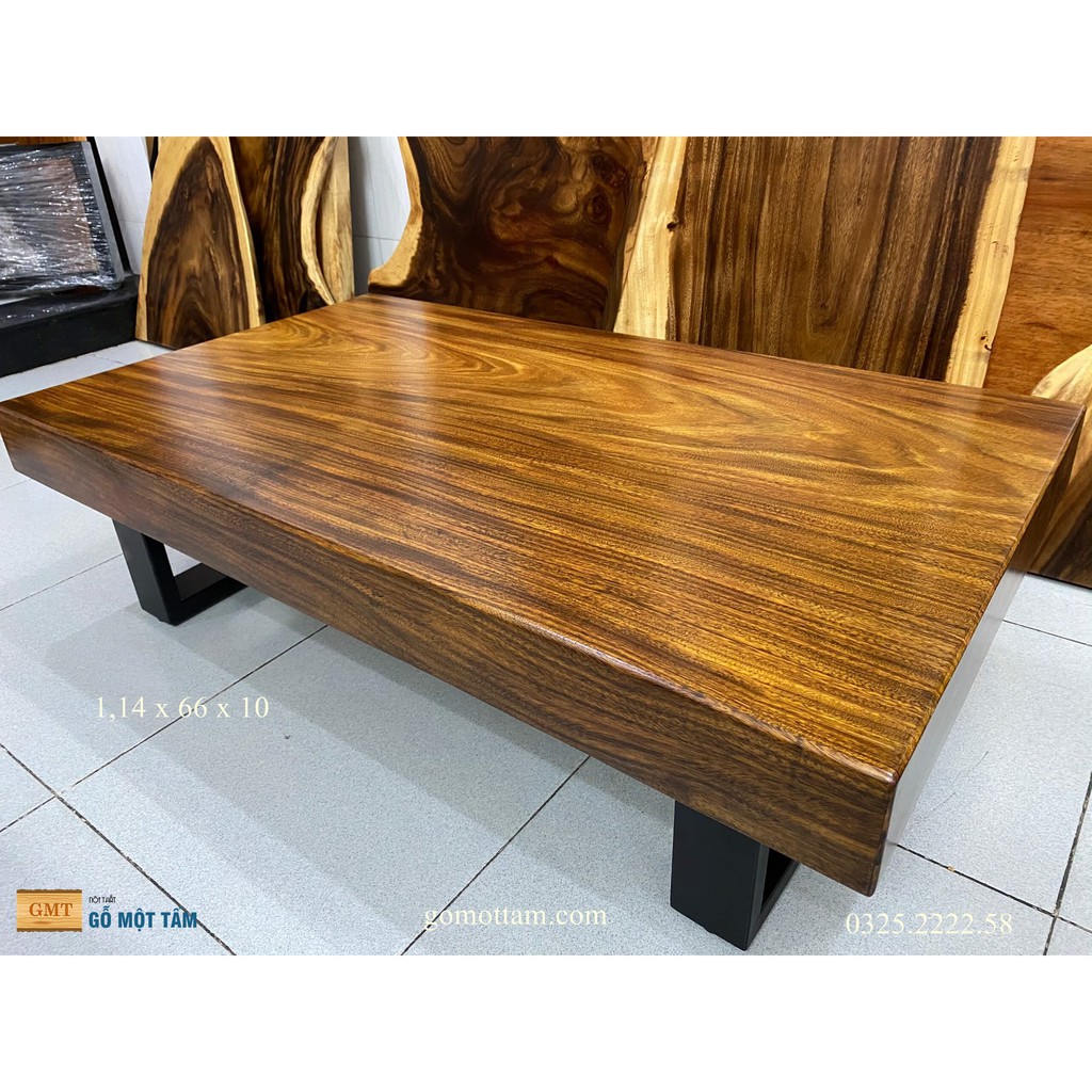 Bàn sofa gỗ me tây nguyên khối giá rẻ dài 1,14m x 66cm x 10cm