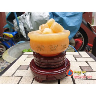 Bát Tụ Bảo ( Tụ Bảo Bồn Đế Gỗ Xoay Đẹp Y Hình ) Trang sức non nước