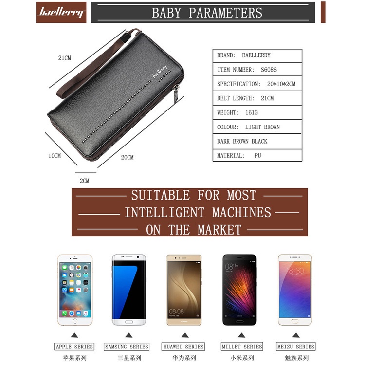 Ví da cầm tay nhiều ngăn thời trang cho nam