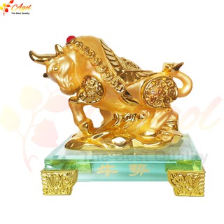 tượng trâu vàng đế thủy tinh