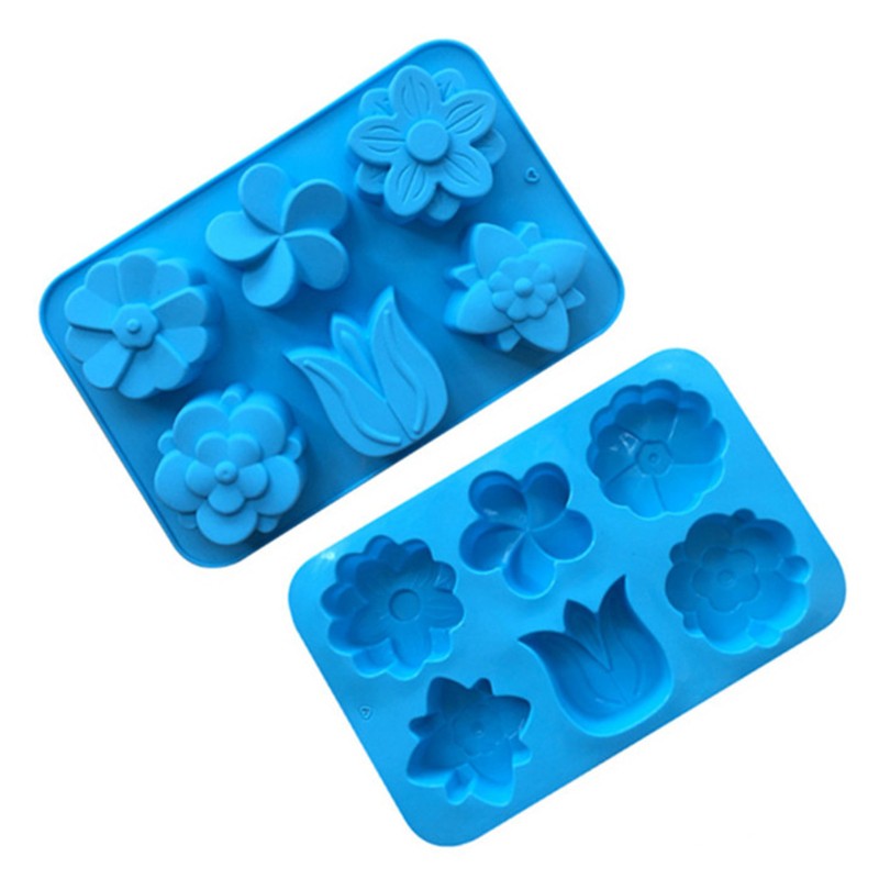 Khuôn Bánh Silicon 6 Ngăn Hình Hoa
