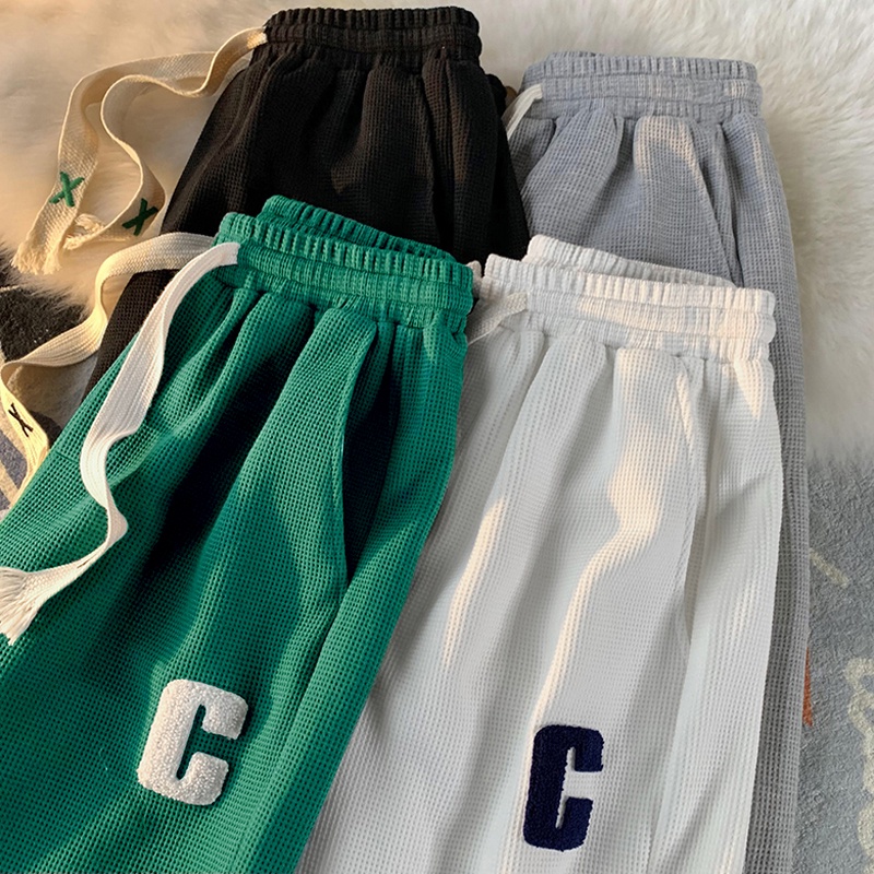 Quần Ống Rộng Chất Tổ Ong Chữ C - Quần Thể Thao Unisex Dày Dặn Phong Cách Ulzzang