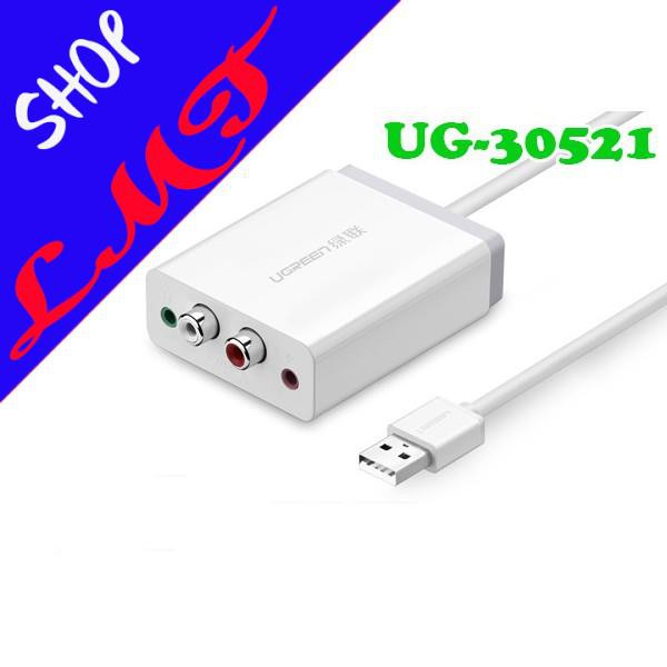 Bộ chuyển âm thanh USB ra 2 đầu 3.5mm (tai nghe+Mic) và 2 đầu hoa sen (RCA) dài 1M UGREEN 30521