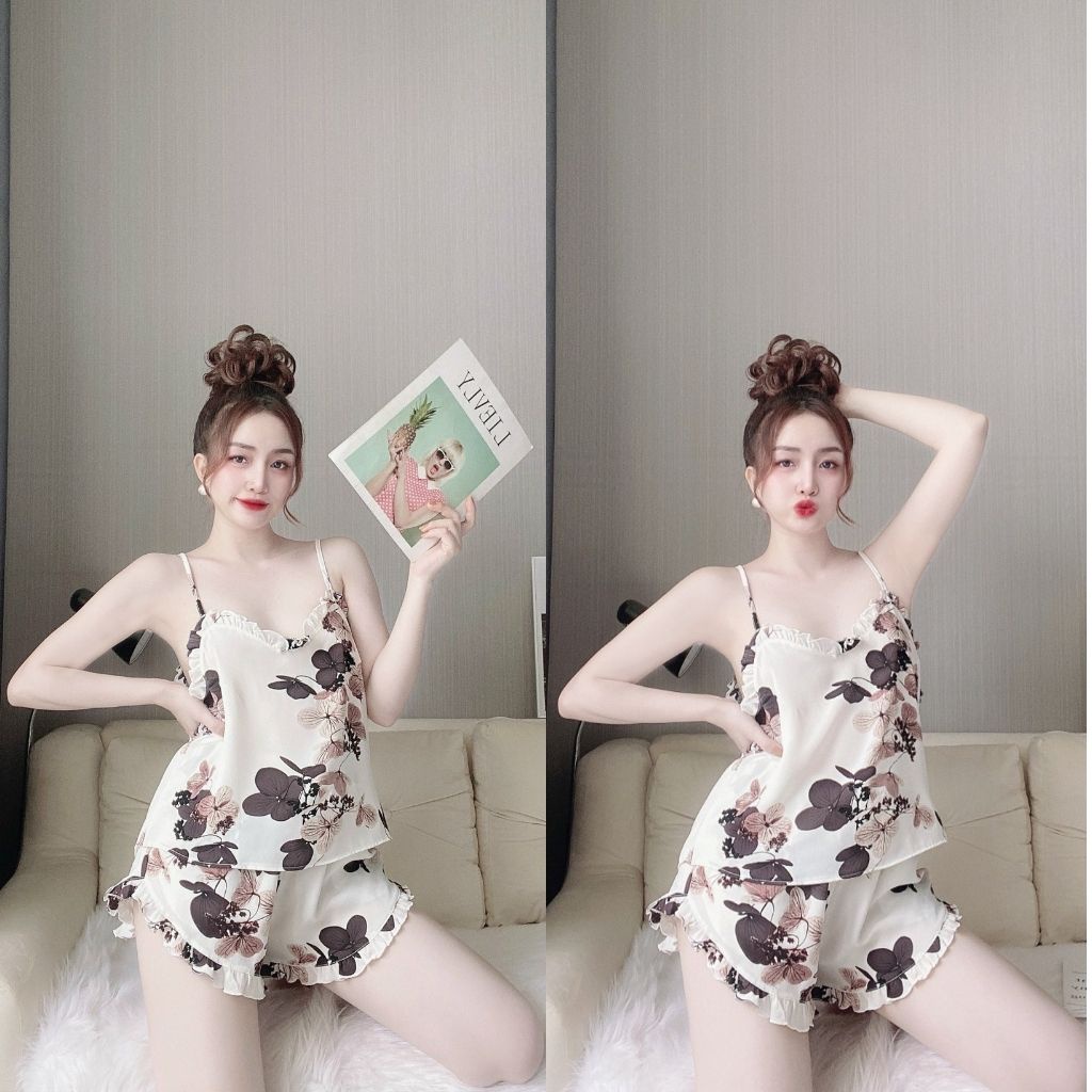 Đồ ngủ nữ, Đồ ngủ sexy lụa Mango cao cấp mềm mại xinh xắn &lt; 63kg