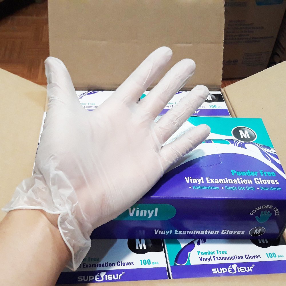 Găng Tay Cao Su Y Tế Vinyl Cao cấp Superieur Không Bột – Màu Trắng Trong ( Vinyl White) Đủ Size S M L 1 Hộp 50 Đôi | Shopee Việt Nam