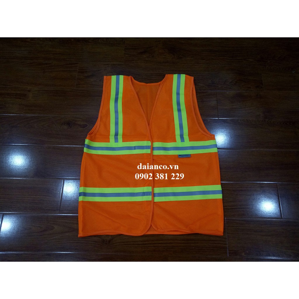 Áo phản quang lưới bảo hộ công trình dán - hình thật