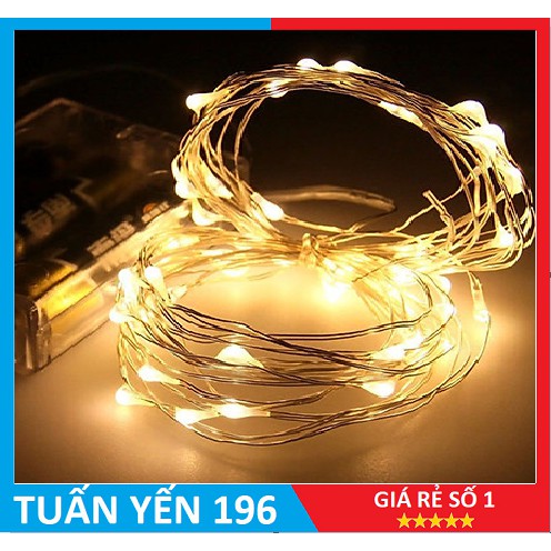 (Xài pin AA) Dây Đèn Led Đom Đóm Chipsbling Fairy Lights 2m 20 bóng vàng nắng trang trí phối cảnh