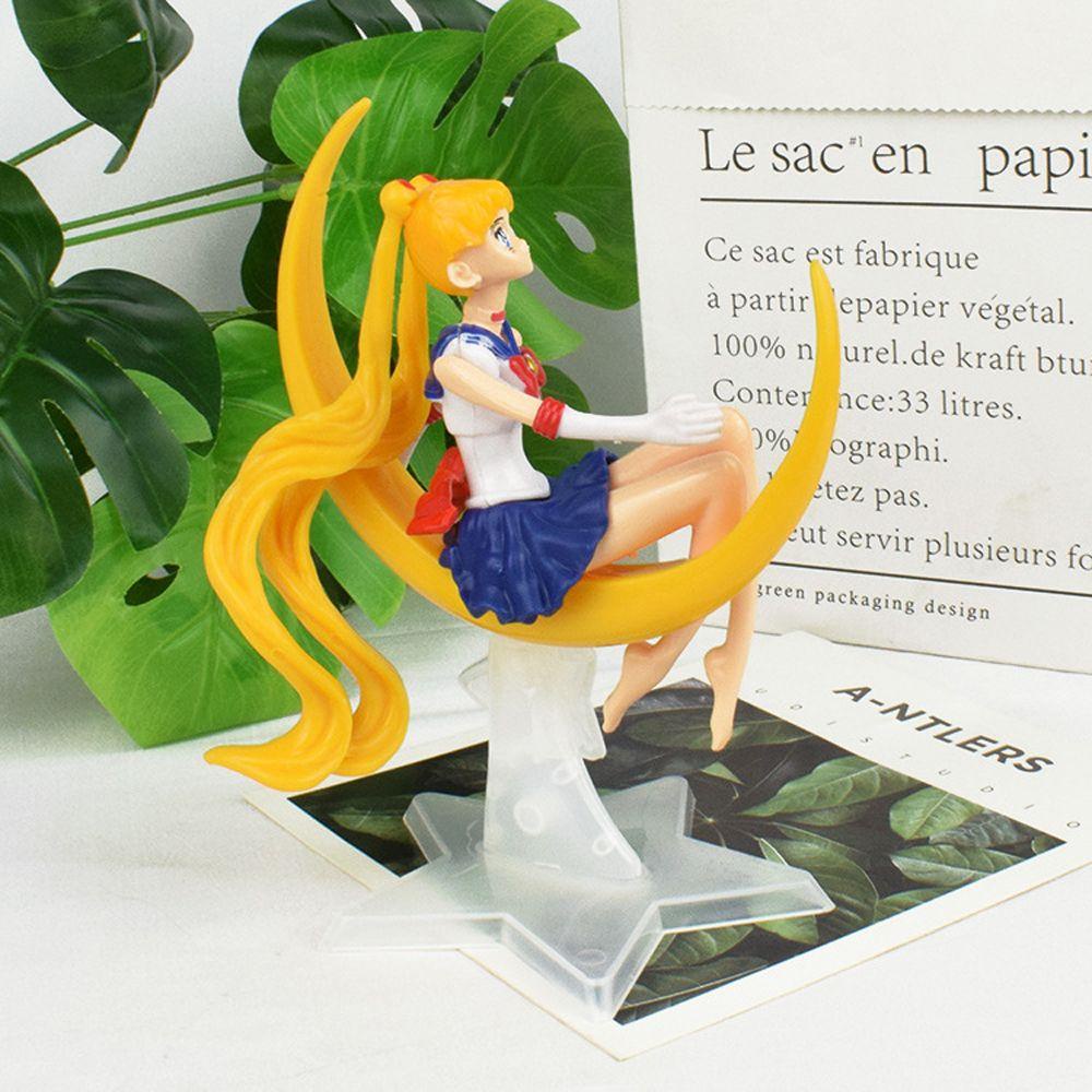 REBUY1 Sailor Moon Mô Hình Thủy Thủ Mặt Trăng 15CM Trang Trí Bánh Kem Cho Bé