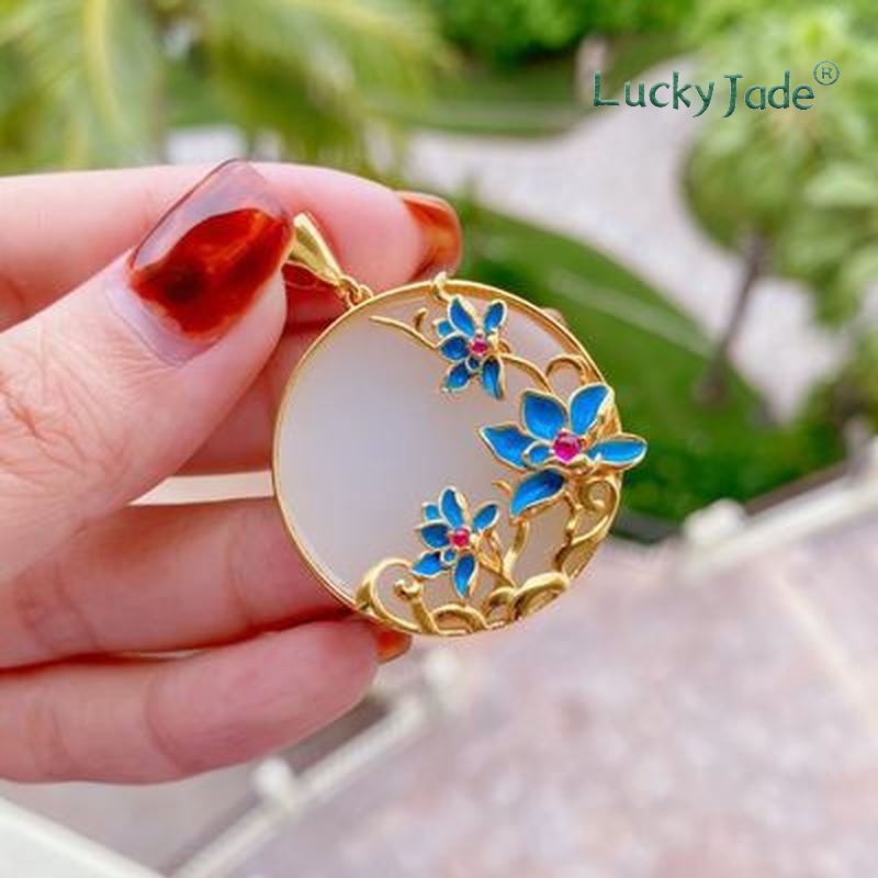 Vòng cổ Mạ Bạc 925 Đính Ngọc Bích Phong Cách Vintage