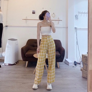 Quần culottes khoá trước kẻ hottrend