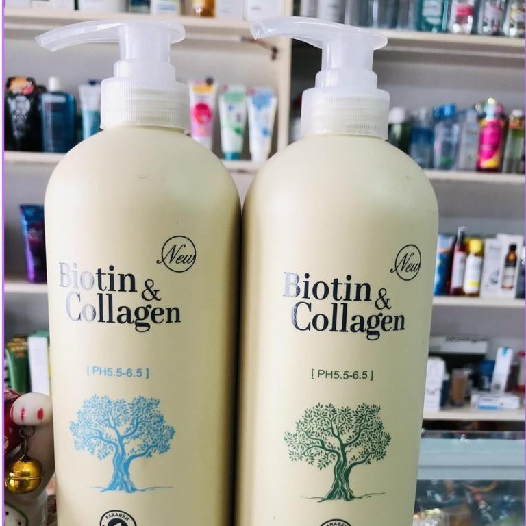 Biotin Collagen  Cặp Dầu Gội, Xả - Chống Rụng Kích Thích Mọc Tóc Siêu Mềm Mượt Biotin &amp; Collagen 1000ml