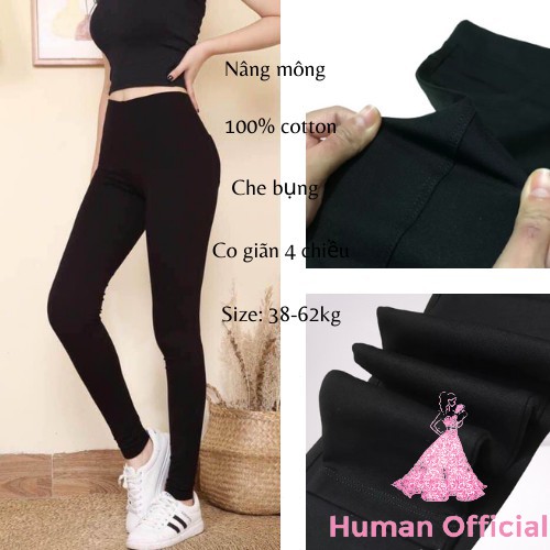 Quần legging nữ Human cạp cao nâng mông xuất hàn siêu co giãn cao cấp dáng dài | BigBuy360 - bigbuy360.vn