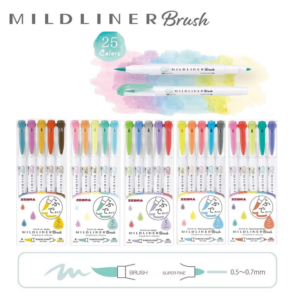 Bút 2 đầu Zebra mildliner Brush ( 1 cây ) link 2