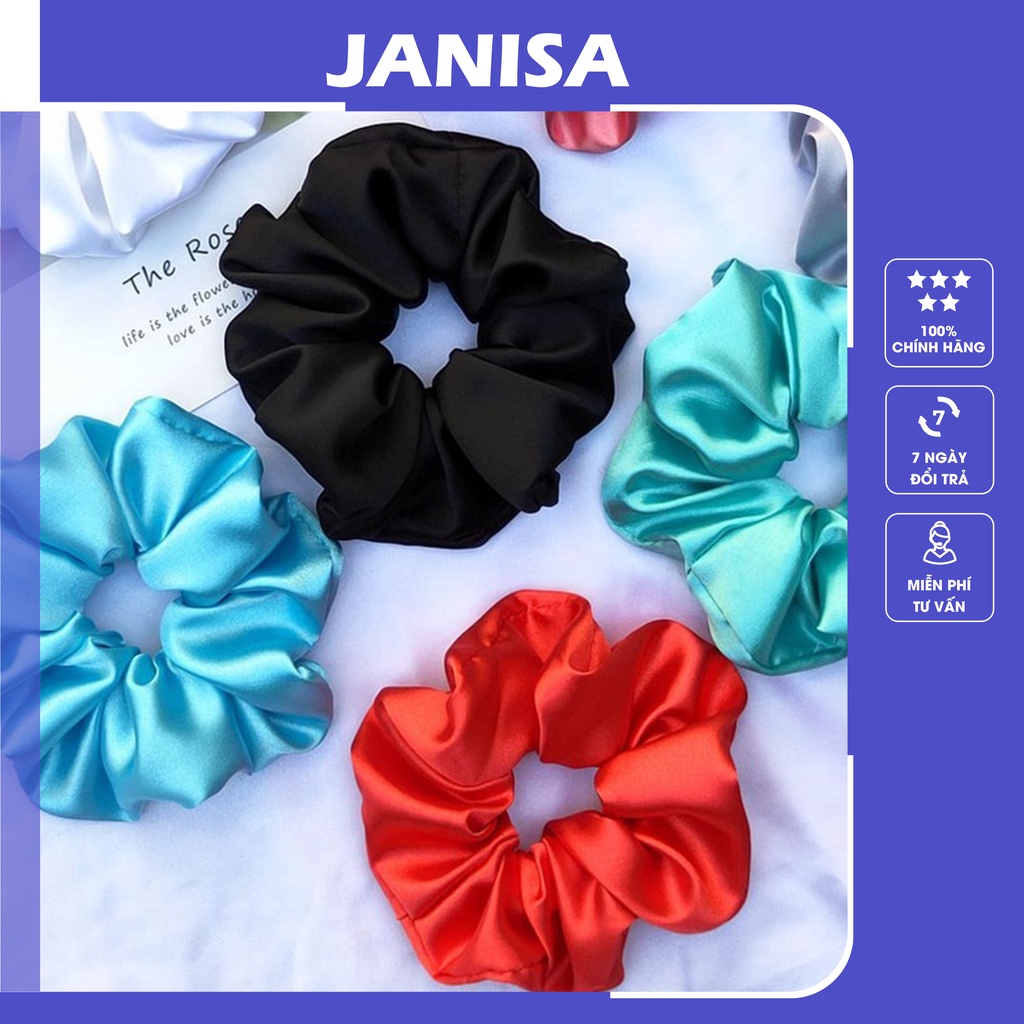 Dây buộc tóc scrunchies vải trơn cute JANISA PK01