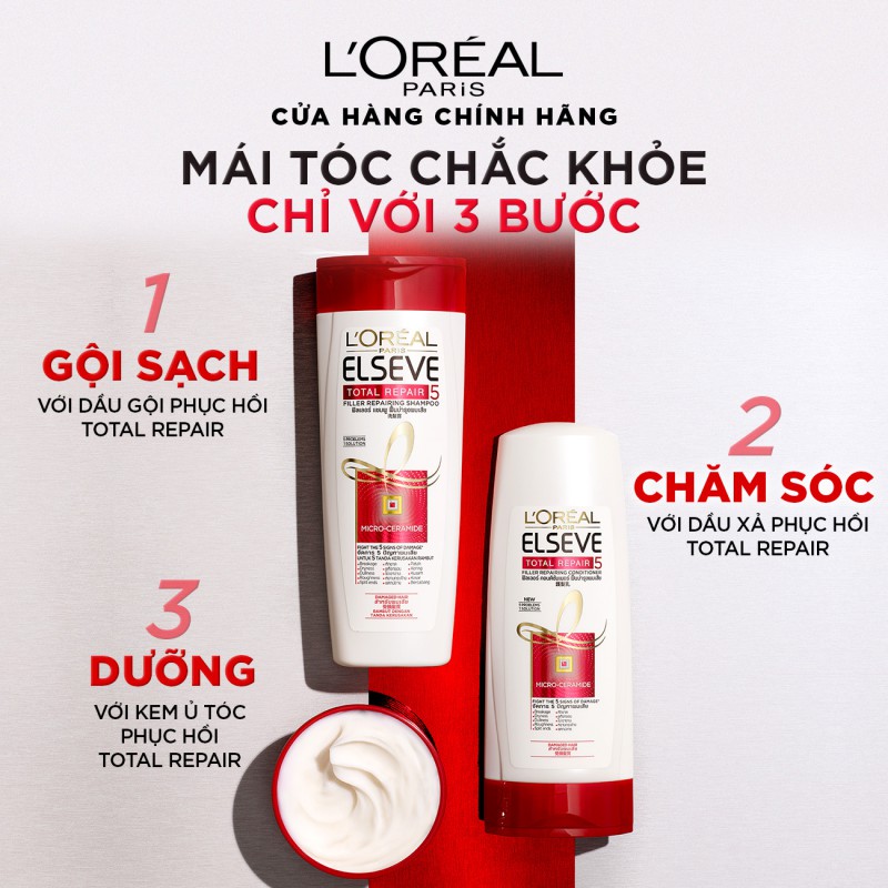 Bộ dầu gội 330ml, dầu xả 325ml phục hồi hư tồn L'Oreal Paris Elseve Total Repair 5 | BigBuy360 - bigbuy360.vn